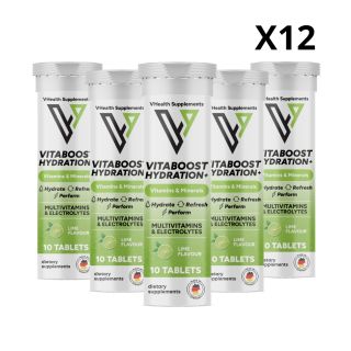 Vitaboost Hydration+ Vitamins &amp; Minerals - (Boite / 12) - VHealth Supplements-Lime